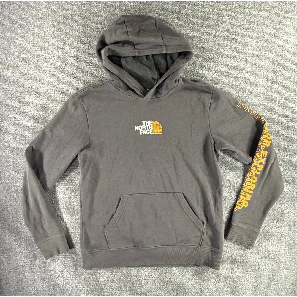 The North Face Teen Boys XL 14/16 Gray Orange‎ Never Stop Exploring Hoodie